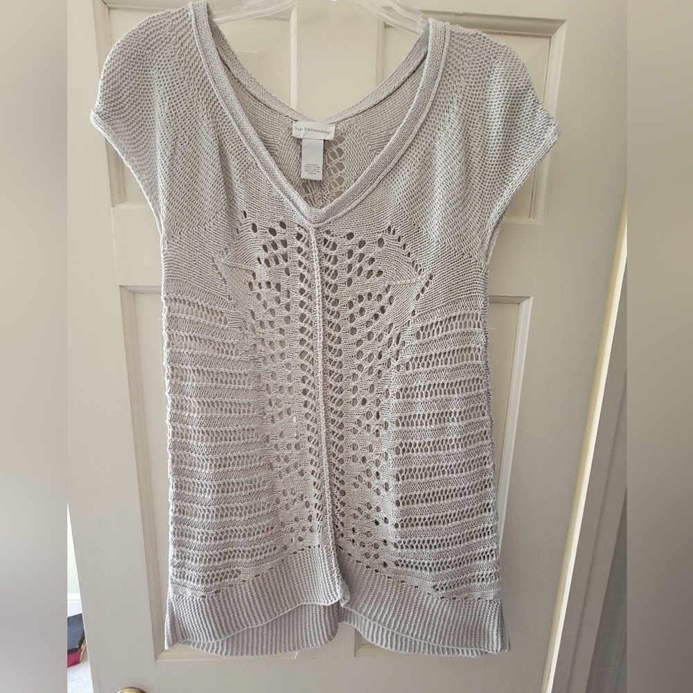 Soft Surroundings Women's Light Gray Knit Sleeveless Top Great Used Condition